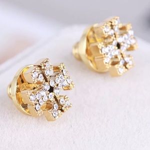 Tory Burch sparkly logo stud earrings